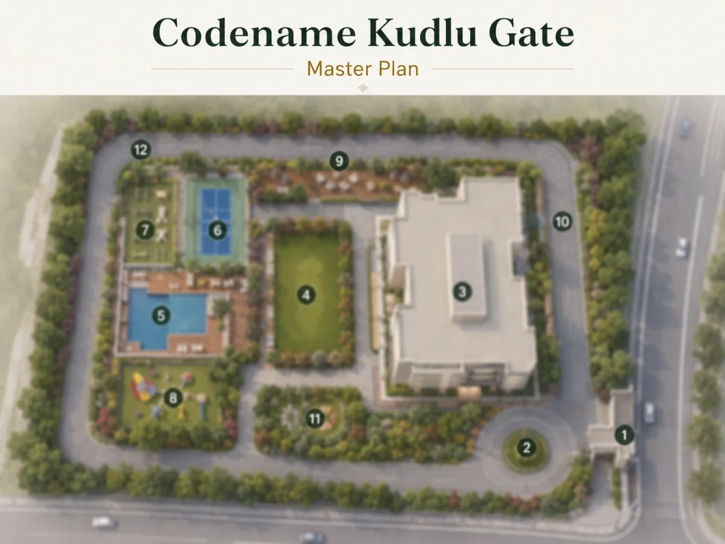 Site master plan reference for Purva Kudlu Gate - single tower on 1.7 acres